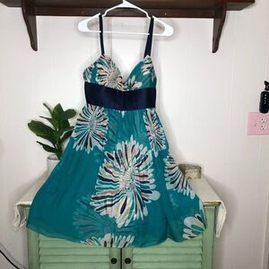 Catherine Malandrino Womens Floral Sleeveless 100% Silk Sundress Green Size 4